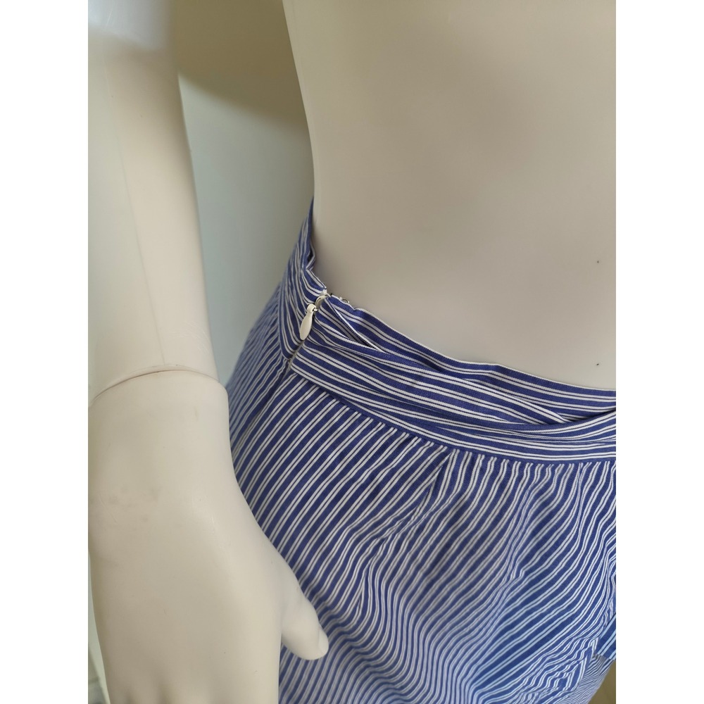 Parker Blue White Striped Cotton Ruffle Mini Skirt Side‎ Tie Wrap Small - Picture 6 of 12